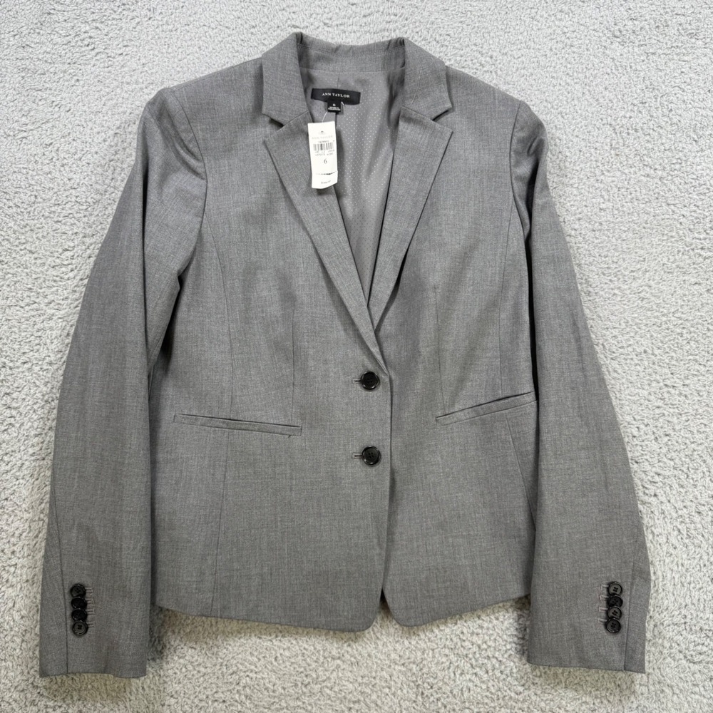 Ann Taylor Gray Single-Breasted Blazer